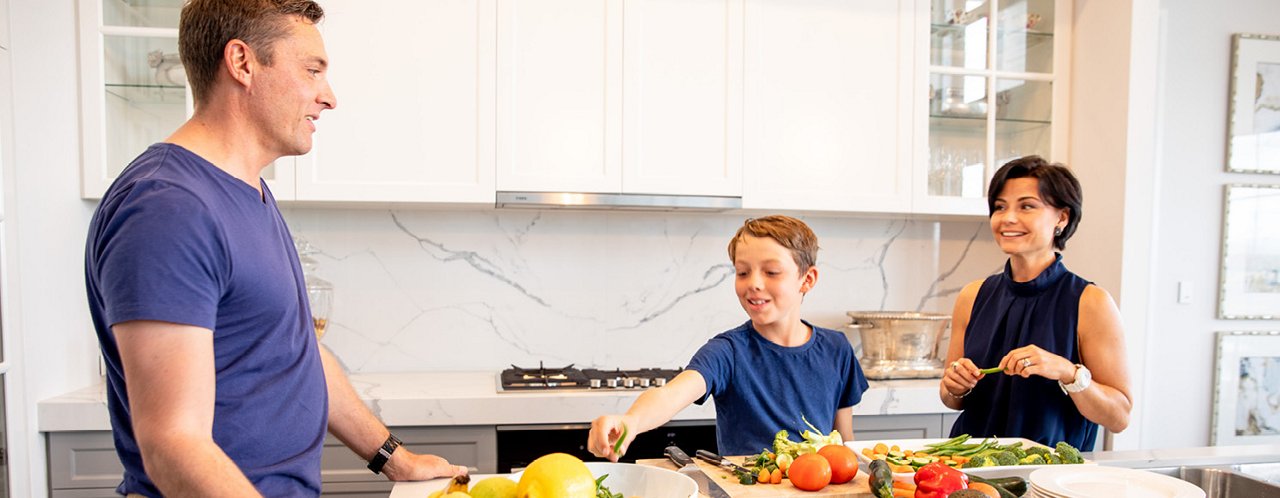 Family in kitchen