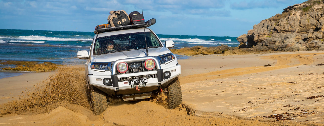 LandCruiser Prado 150 Series on a beach in South Australia