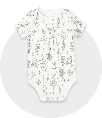 White Print Baby Short Sleeve Bodysuit