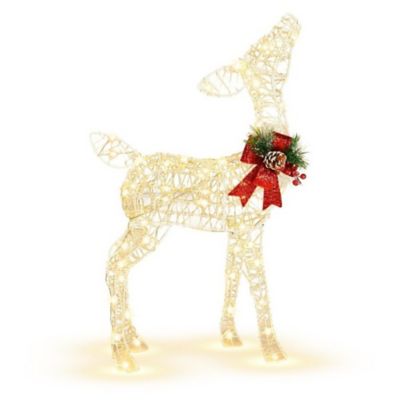 60cm Christmas Wreath Jingle Jollys LED Lights Snowy Garland Xmas Decor