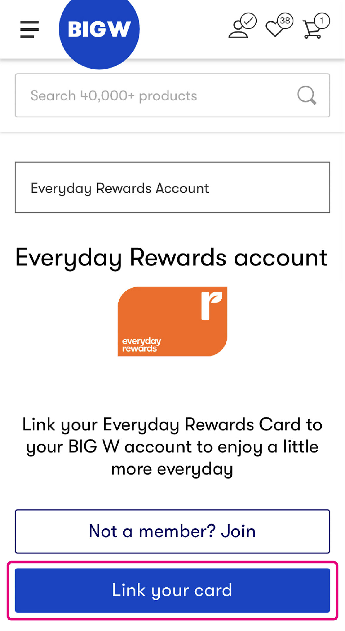 Linking your Everyday Rewards Card Step 2