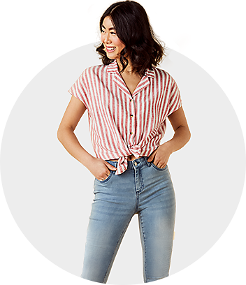 womens stripe shirt & jeans