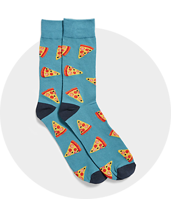 Men's Blue Pizza Print Socks