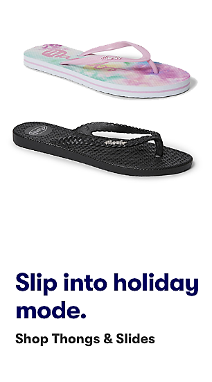 Slip into holiday mode and shop thongs & slides