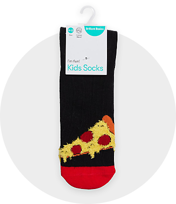 Kids Black Pizza Print Socks 