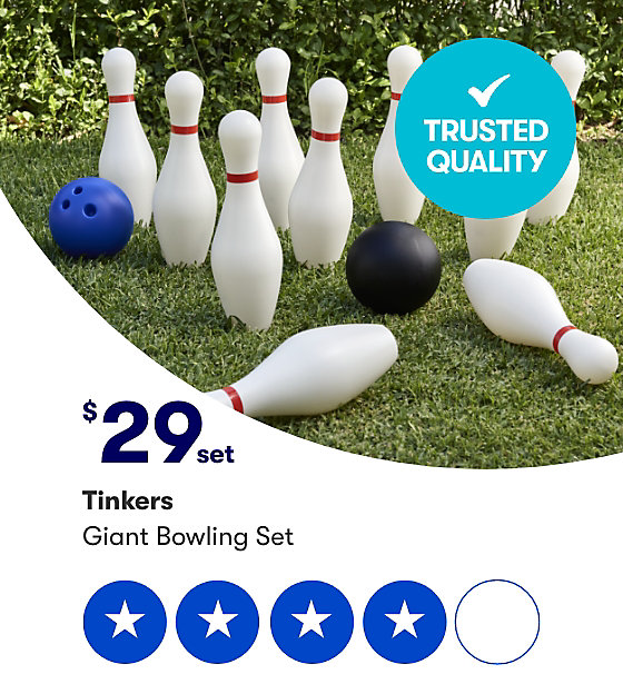 Trusted Quality, Tinkers Giant Bowling Set tested by families