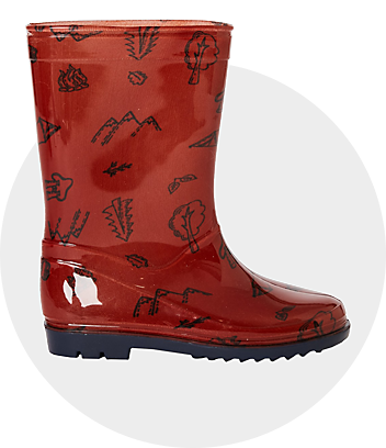Boys Red Print Gumboots