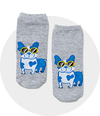 Kids Grey Novelty Dog Socks