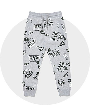 Boys Grey Print Track Pants