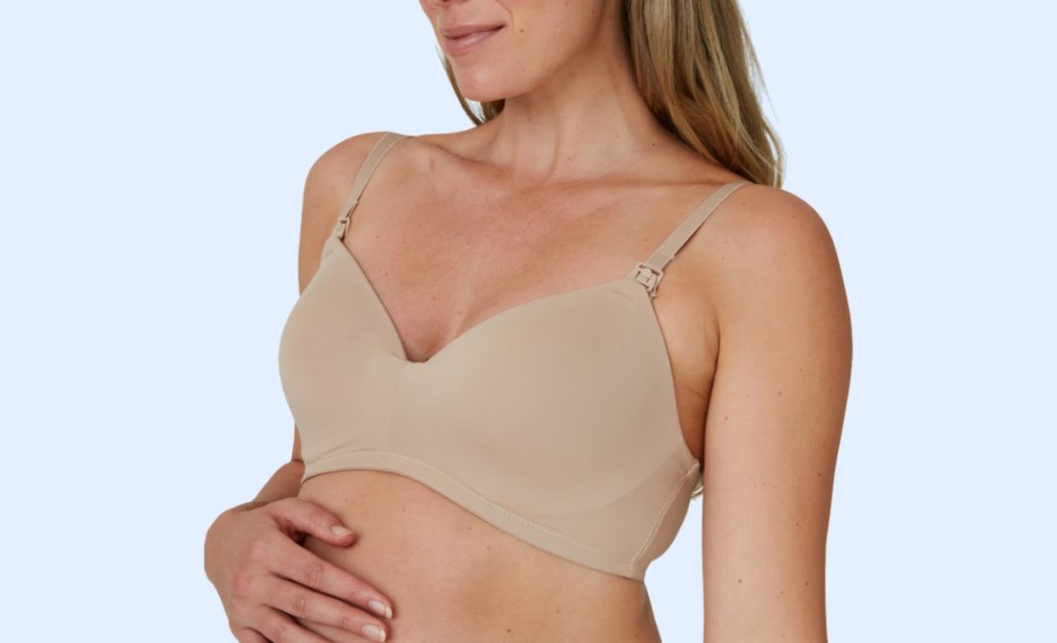 Womens Gilligan & O’Malley Nursing Bra Underwired Soft Nude Beige Size 36DDD