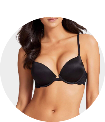 Temple Luxe Lace Push Up Bra, Black, 10A-14DD - Lingerie Red Dot