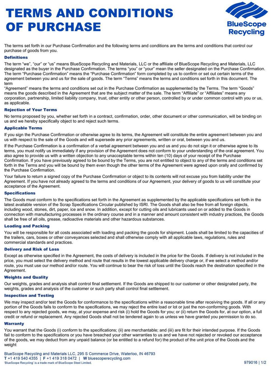BRM-Terms and Conditions of Purchase page 1