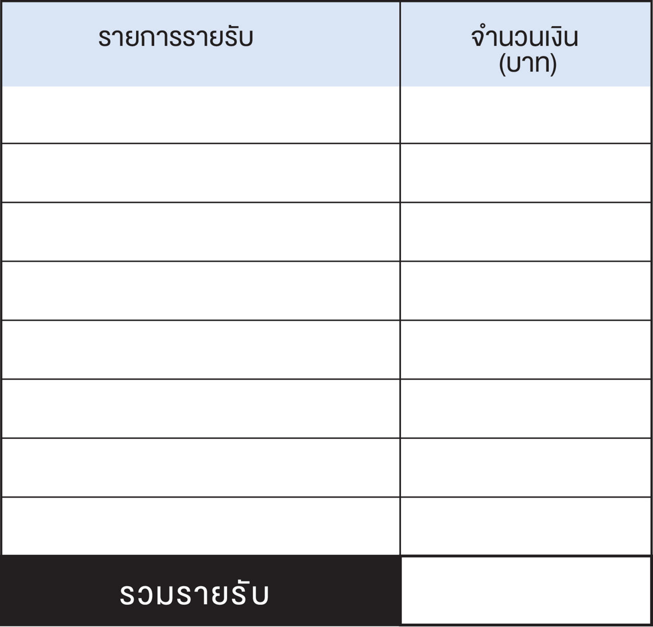 บันทึกรายรับ