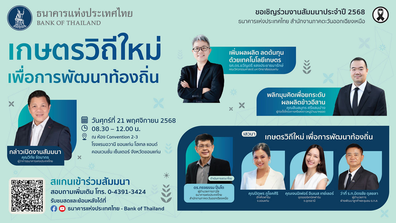 สัมมนาประจำปี 2568 ธนาคารแห่งประเทศไทย ภาคตะวันออกเฉียงเหนือ