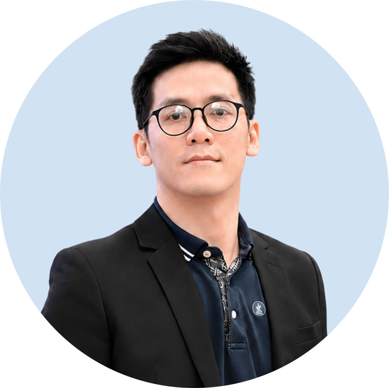 ID photo of a slim young man with short black hair and glasses