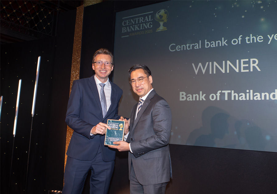 The Governor of the Bank of Thailand attends the Central Banking Awards 2025 to receive the Central Bank of the Year 2025 award from Central Banking Publications