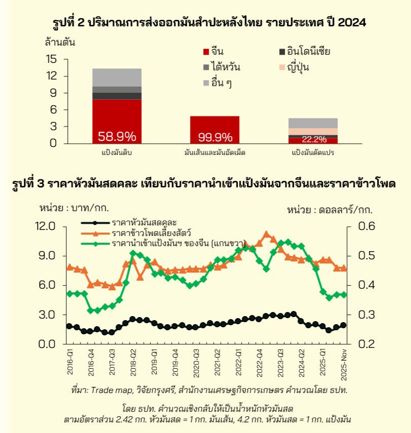 รูปที่ 2-3 ปริมาณและราคามันสำปะหลังไทย 