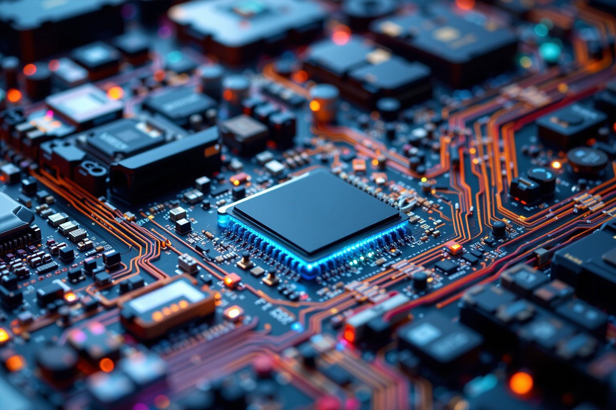 Computer parts close up. Computer chip. Technology