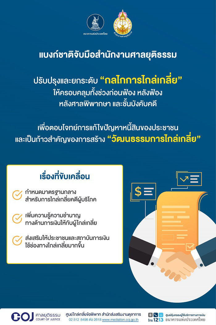 โปสเตอร์แบงก์ชาติจับมือสำนักงานศาลยุติธรรม