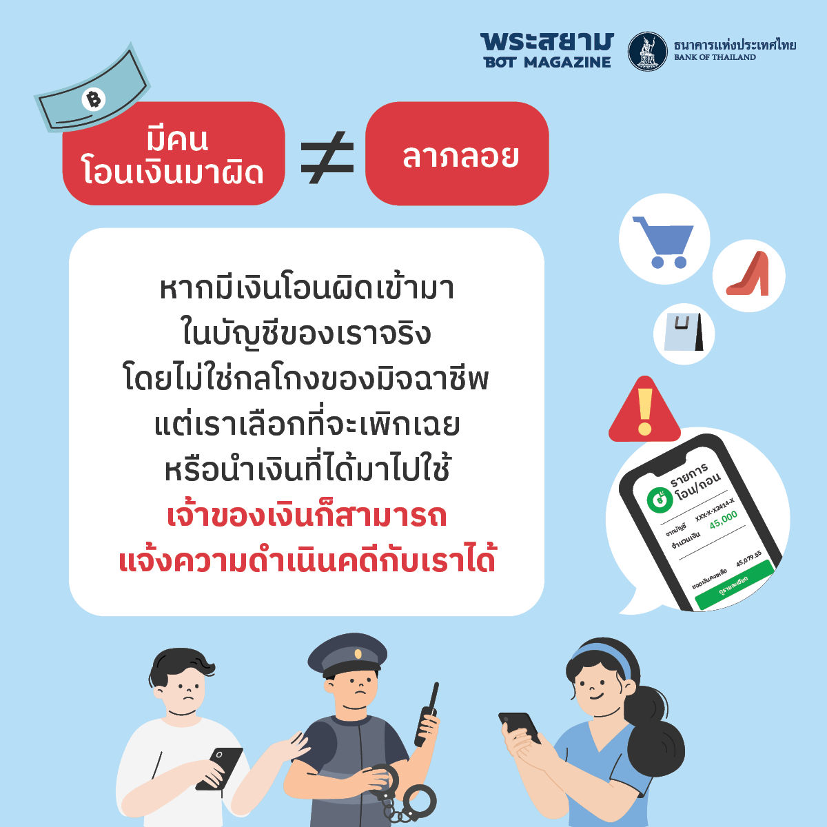 มีคนโอนมาผิดไม่เท่ากับลาภลอย