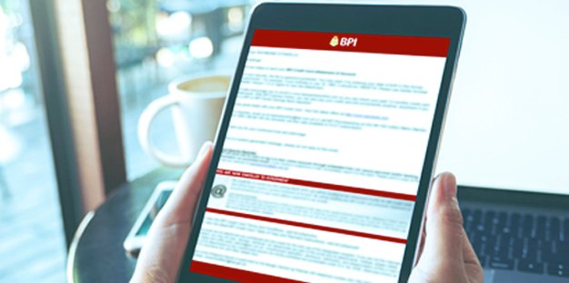 A tablet flashing an electronic document.
