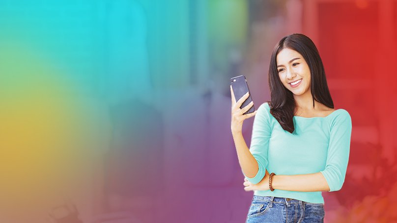A woman using her phone