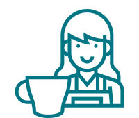 Illustration of barista smiling and holding the perfect coffee