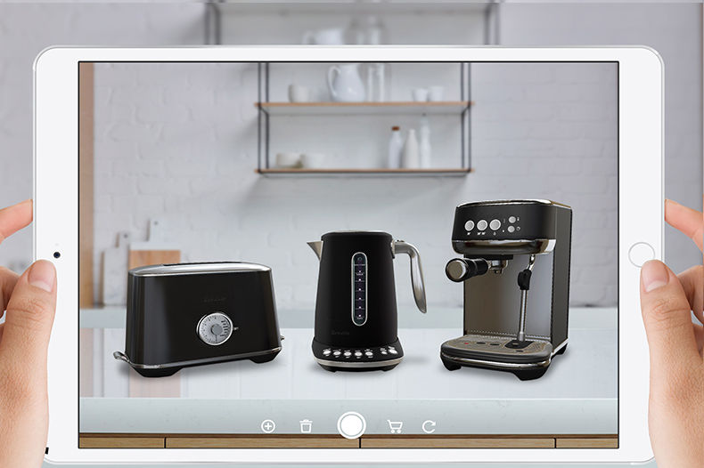 Image of Breville products in AR on an Ipad