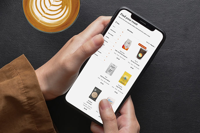 phone showing different barista choices