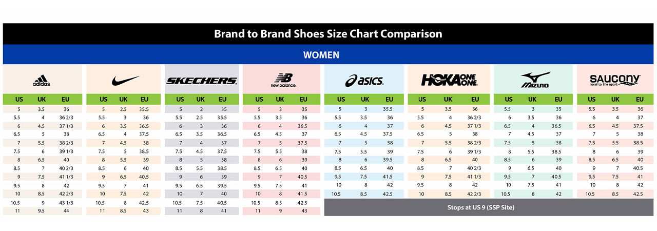 Nike footwear size chart on sale