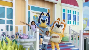 Bluey, Bingo and two children