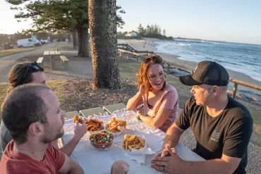 Fish and chips on Moffat Beach | Moffat Beach Sunshine Coast  Fish and chips on Moffat Beach | Moffat Beach Sunshine Coast