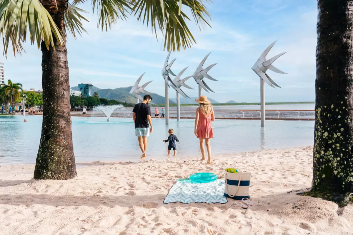 Family enjoying the Cairns Lagoon | Free things to do Cairns