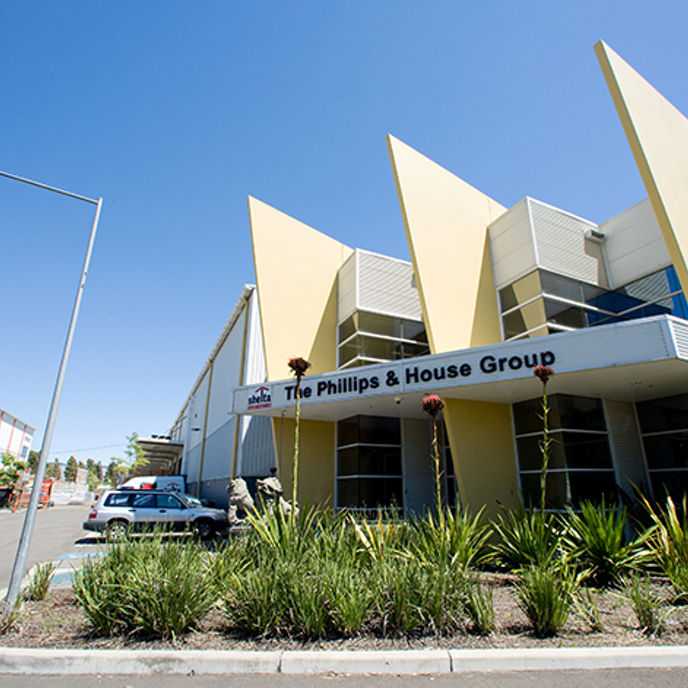 Aerial image showing four standalone warehouses within industrial estate at 1 Foundation Place 