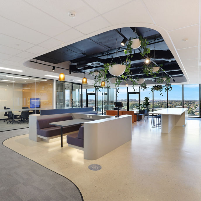 Interior image of Connect Corporate Centre Mascot office space with kitchen, break out area and meeting rooms