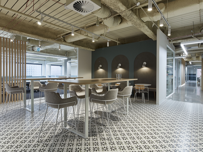 Interior image of 189 Flinders Lane office tenancy kitchen area 