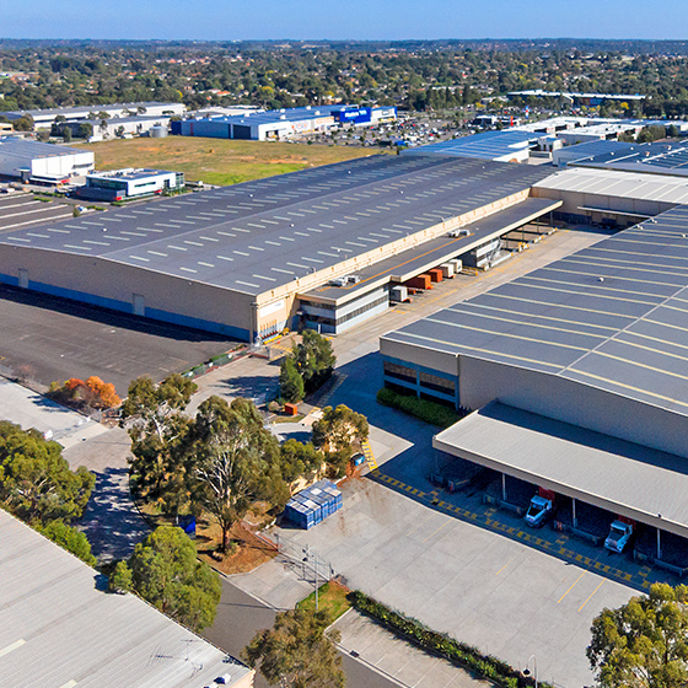 Aerial image of Knoxfield Industrial Estate warehouse space and loading bays