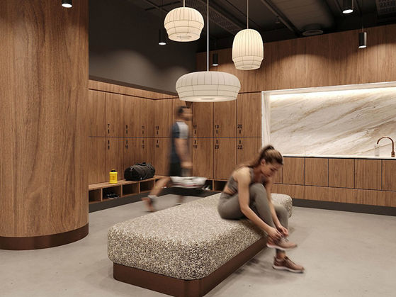 Image of showers and lockers in end-of-trip facilities at Bond One