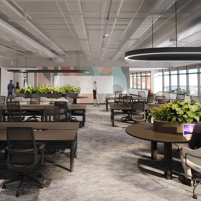 Image of boardroom in workspace at 20 Windmill Street with views of Sydney Harbour