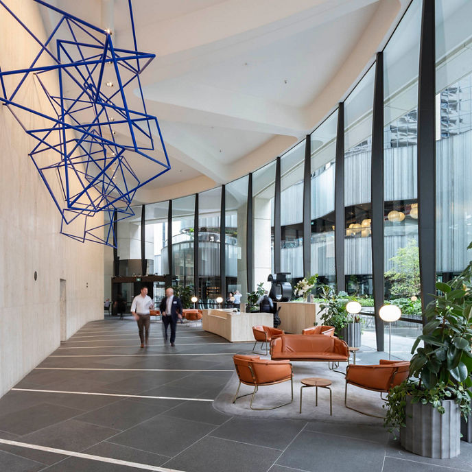An office space lobby