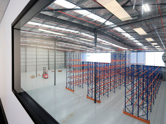 Image looking into warehouse from mezzanine office
