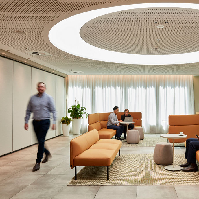 480 Queen Street breakout area with office workers