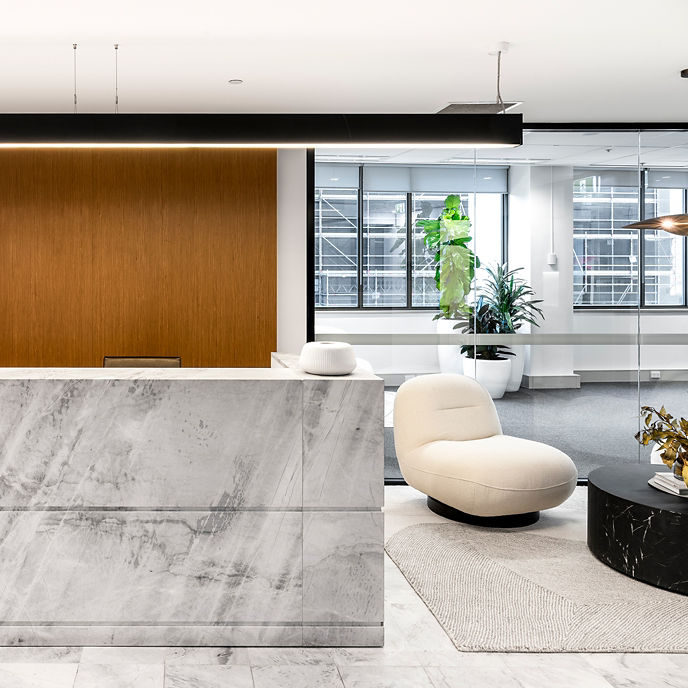 Image of reception area in workspace at 175 Pitt Street