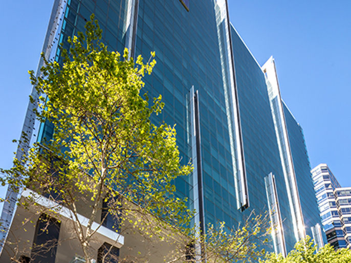 Wide angle exterior image of Alluvion office tower 
