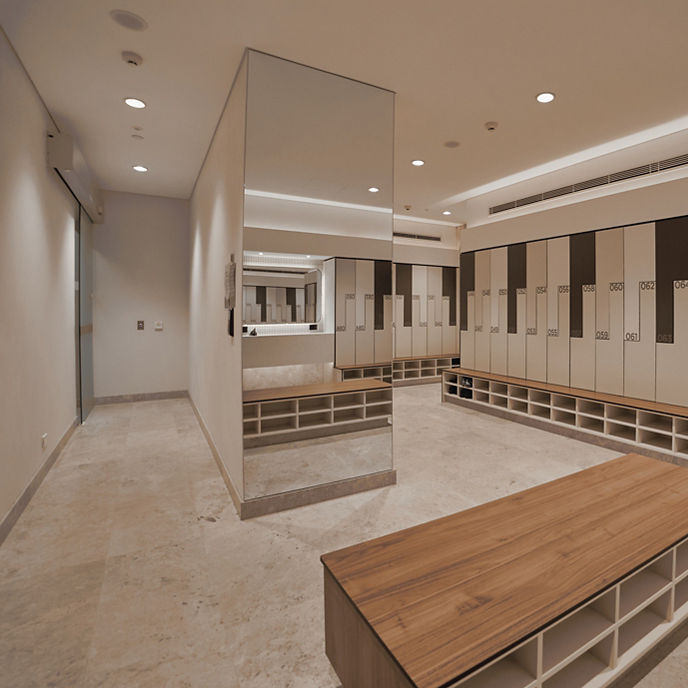 Interior image of Alluvion office end of trip facilities locker room