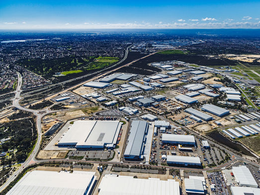 Aerial shot of ASCEND Industrial Estate at Jandakot Airport