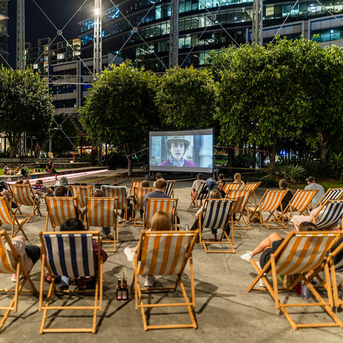 Outdoor cinema at Gasworks Plaza 
