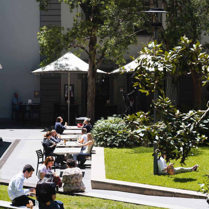 External building image looking down Flinders Street 