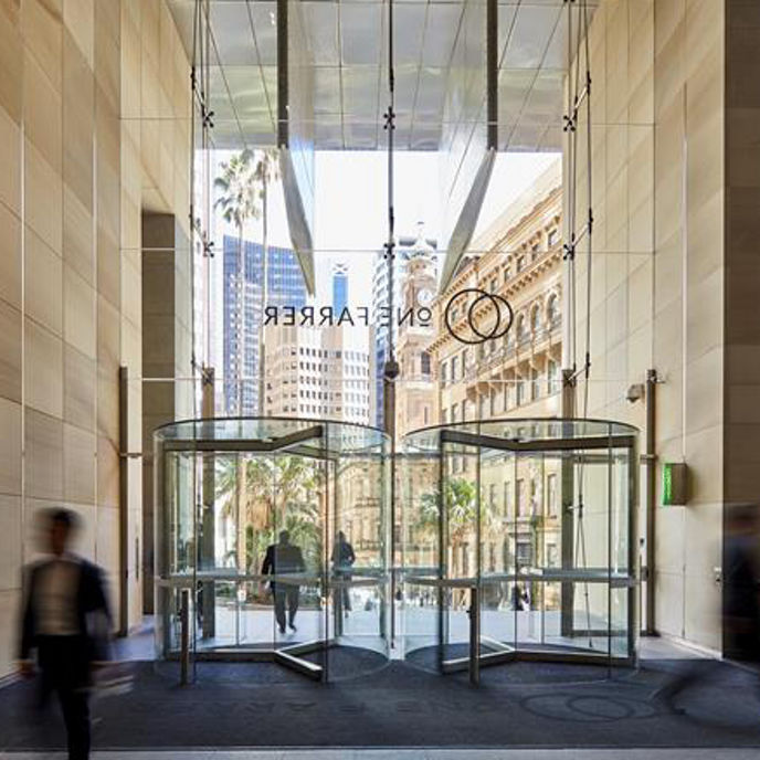 An office space lobby