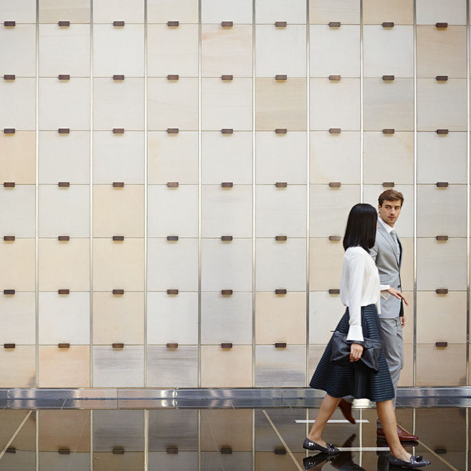 Detail image of One Farrer lobby with people walking through